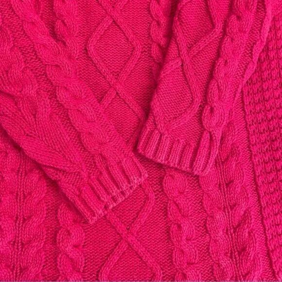 Jennifer Moore Vintage Cotton Red Cable Knit Shoulder Pads Y2K Cozy Sweater SZ M - Picture 7 of 11